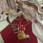 Furry Red Gold Crystal Fox Necklace Photo 0