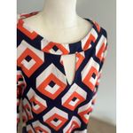 Tracy Negoshian Geometric Print Dress Keyhole Neckline 3/4 Sleeve Size L Photo 2