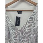 City Chic  Bright Lights Sequin V Neck Long Sleeve Mini Dress White Silver XL 22 Photo 2