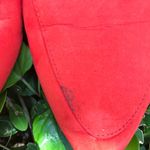 Qupid  tomato red micro suede slides Photo 1