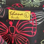 Shana Women Scrub Top L Navy Butterfly‎ Medical Uniform Nurse Workwear Dental Blue Size L Photo 1