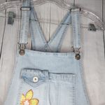 No Boundaries  Hippie Denim Overalls Shorts With Embroidered Flowers Size L Photo 3