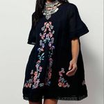 Free People  Perfectly Victorian Black Embroidered Short Sleeve Shirt Dress Small Photo 3