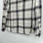 Old Navy Womens Linen Blend Everyday Shirt Plaid Button Up Black White Size L Photo 7