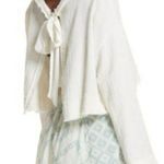 Free People Walking in Hueco Textured Ivory Split Back Boho Top Size XS Photo 3