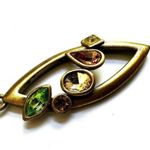 Gold tone rhinestone pendant necklace on cord Photo 8