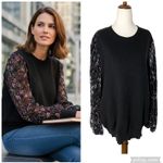 FATE CURVE Velvet Puff Sleeve Sleeve Sweater Black Size 1X Photo 1