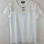 Karl Lagerfeld lace collar bib relaxed fit women’s white top Size Medium Photo 3