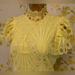 The Sang NWT short sleeve premium crochet mini dress in yellow size M Photo 10