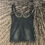 AREA Claw Embellished Denim Mini Dress size US 4 Blue Photo 4