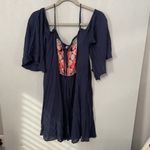 Alya Navy Blue Embroidered Off Shoulder Dress Size S Photo 4