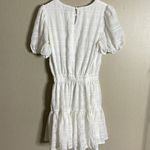 Aura  White Puff Sleeve textured eyelet crochet tiered Dress small Photo 5