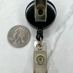 Black White Clip On Retractable School Work Badge ID Holder Photo 5