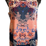 Kenar  Peach Blue Floral‎ Pattern Sleeveless Blouse Button Back Size Medium Photo 0