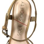 Sole Society Sandals Paulina Nubuck Block Heels Natural Tan Women’s Size 7.5M Photo 7