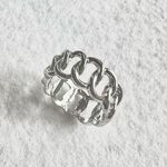 Silver Curb Chain Ring — Unisex — New Photo 2
