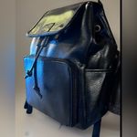 CRAZY HORSE  Leather Backpack Black Zipper-Back Front Compartment Pull-Tie Top Photo 3