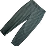 Loft  High Waist Wide Leg Pants Black Gray Pin Stripe Photo 3