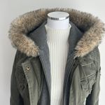 Buffalo Parka Jacket Womens Large Green Y2K Faux Fur Hoodie Military Bella Swan Photo 5