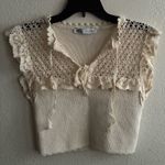 ZARA  Cream Lace Trim Combination Knit Top S Photo 7