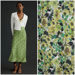 💕FAVORITE DAUGHTER💕 The Gwen Satin Midi Skirt ~ Green Floral Print XL NWOT Photo 2
