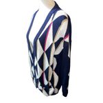 Concepts Button Down Geometric Multi Color Long Sleeve Navy Blue& White Cardigan Blue Size M Photo 7