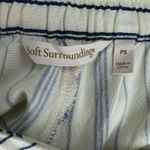 Soft Surroundings Wide Leg Cropped Tassel Tie Pants Size PS Ivory Navy Striped Photo 7