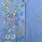 Vintage 80s Floral Blue Button Up Blouse Size 24W Photo 4