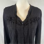 a.n.a Black long sleeve pussybow clip dot button down top size medium Photo 2