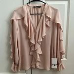 ZARA  light pale pink ruffle flowy blouse Photo 2