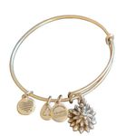 ALEX AND ANI Silver Water Lily Charm Bangle Bracelet Adjustable Photo 1