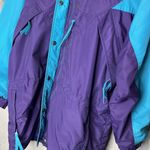 Columbia Vintage Jacket Womens Small Purple Teal Color Block 90s Rain Coat Parka Photo 2