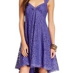 Free People  Purple Lace Sleeveless V Neck Mini Dress Scalloped Edges Size 0 Photo 0