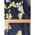 Emma James  By Liz Claiborne Linen Blend Size 12 Floral Blazer Jacket Navy Photo 6