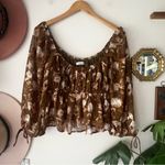 MAGNOLIA BOUTIQUE floral‎ puff sleeve blouse Women’s SIZE SMALL boho fall Brown Photo 1