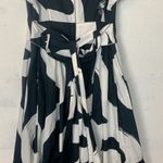 Maeve womens size 0 xs dress black white abstract guest summer cotton tie v neck Photo 10