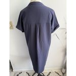 Theory Navy Shirt Dress Sz M Short Sleeve Pocket Button-Up Minimalist Lagenlook Photo 3