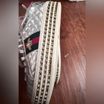 Silver leather sneakers with stripes/bees & crystal embellishments accents Sz 9 Photo 5