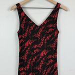Jones New York Vtg 90s Jones New York Midi Dress Sz 8 Black Red Floral Y2K Rayon Fairy Goth Photo 2