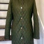 Ralph Lauren  Olive Green Quilted Diamond Riding Coat w Removable Hood Large Photo 0