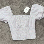 Elodie lavender size XS Puff Sleeve Smocked Crop Blouse Photo 0