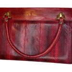 Red and Black Snake Print Handbag with Inside Zip Pockets – Bold & Functional Photo 0