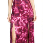 Cinq a Sept Alexa Dress Tie Dye Satin Midi Hippie Boho Slits Size 4 Pink Photo 0