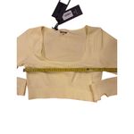 Bo+Tee  Women's Long Sleeve Cropped Top Yellow Size M Casual Spring Photo 3