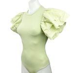 ZARA Bodysuit dramatic flutter bodysuit ruffle sleeves SMALL Green Photo 3