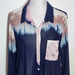 Eden & Olivia Multicolor Sheer Button-Up Tunic Blouse Size XL Photo 2