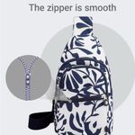 Navy and White Leaf Print Sling Bag. 11.8 x 6.6 x 4.3”. NWT Blue Photo 4