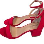 Merona Red suede ankle strap block heel sandal Size 6.5 Photo 0