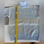 Vintage Pastel Light Blue Rose Print Intarsia Turtleneck Sweater 80s 90s Large Photo 8