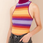 Urban Outfitters Janet Sleeveless Turtleneck Fitted Multicolor Tank Top Sz XS Photo 0